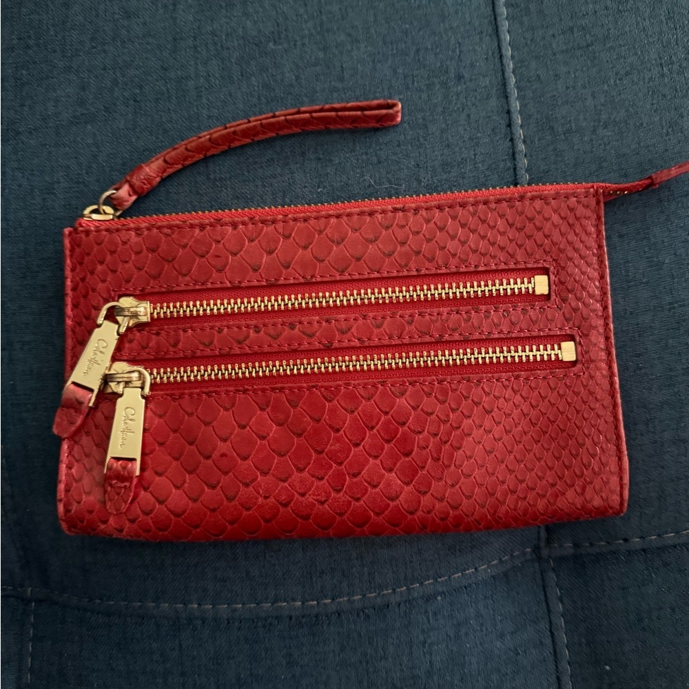 EUC Cole Haan Crosby Wristlet Python Print